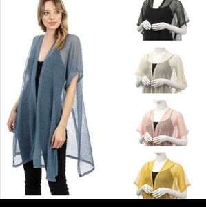 Thin Mesh Sheer Long Poncho Beach Pool Cover Up